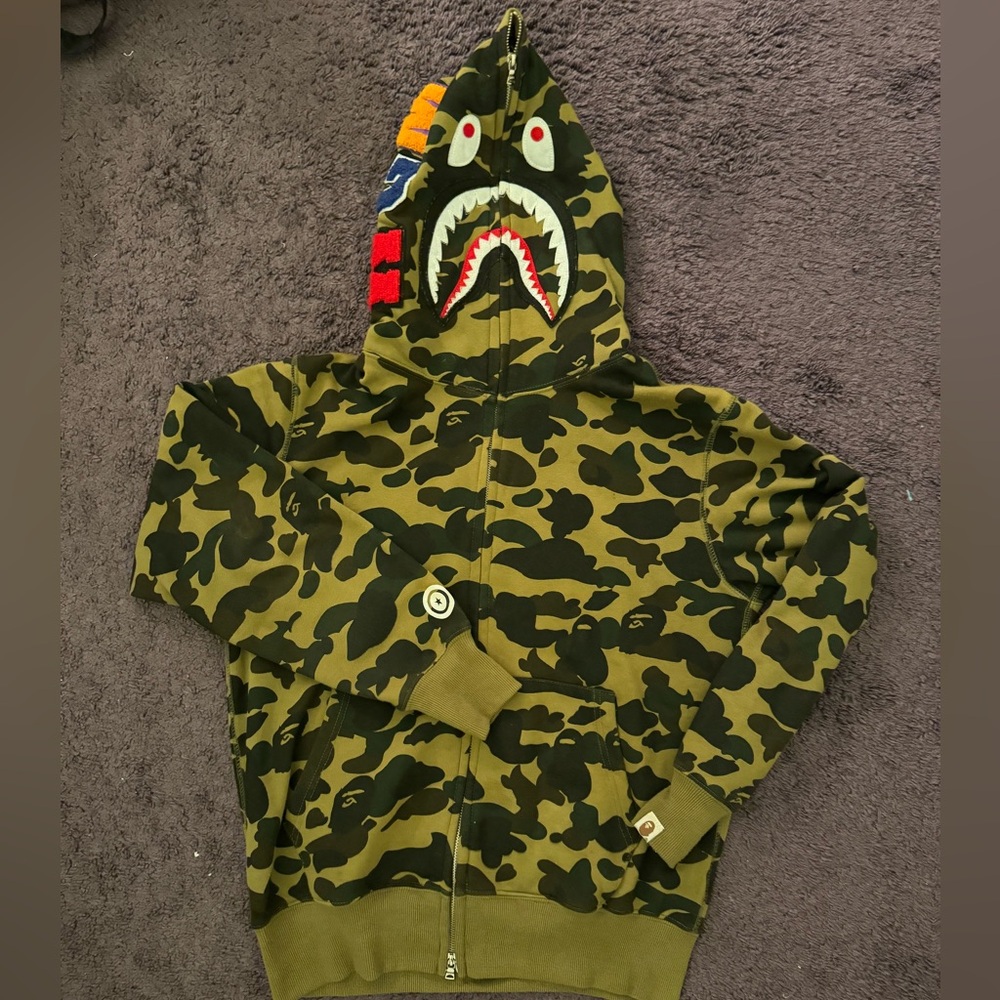 Unisex Size Large Bape Green Zip Up Jacket